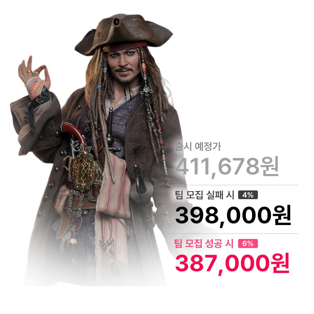 캐리비안의 해적: 죽은자는 말이 없다 잭 스패로우 일반판 1/6스케일 DX37 핫토이 Hottoys