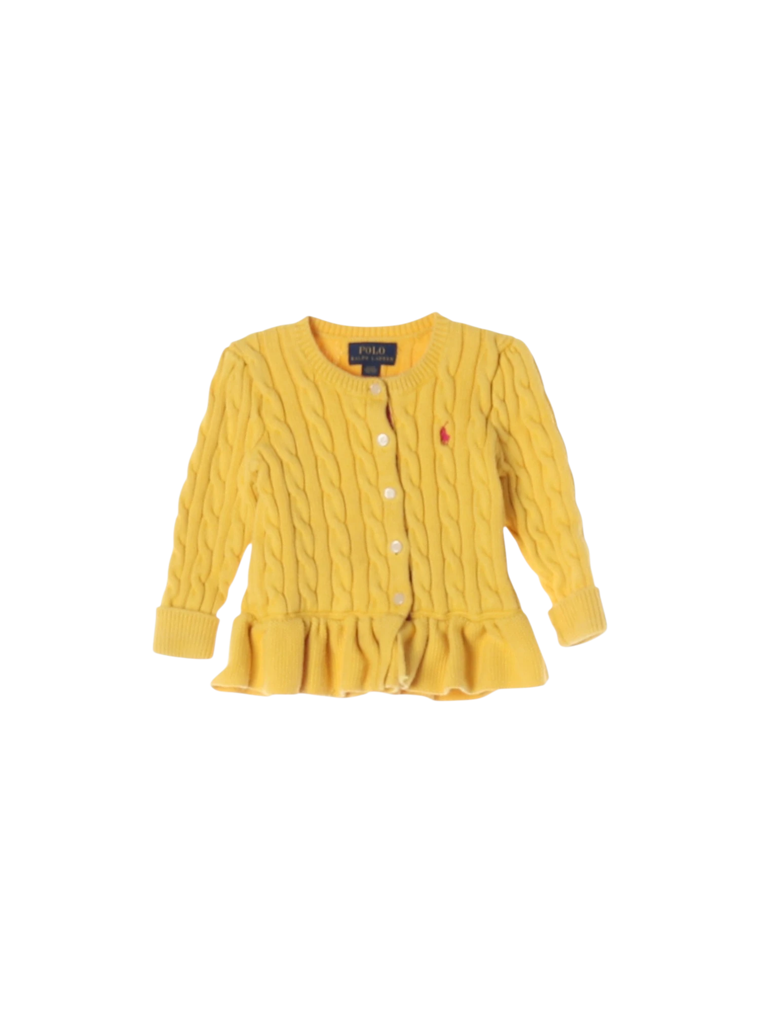 랄프로렌 단추 옐로우 가디건 2y 0