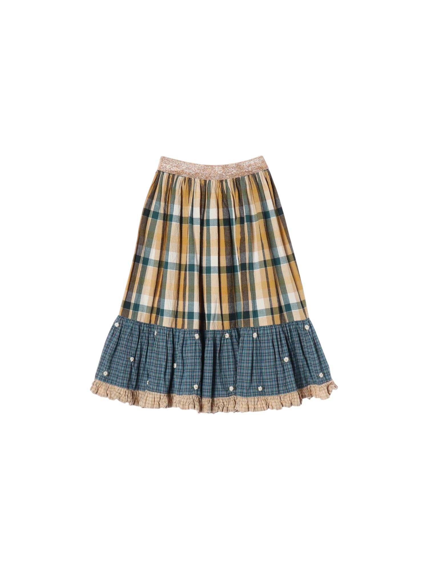 봉주르 패치워크 베이지 러플스커트 10y 0