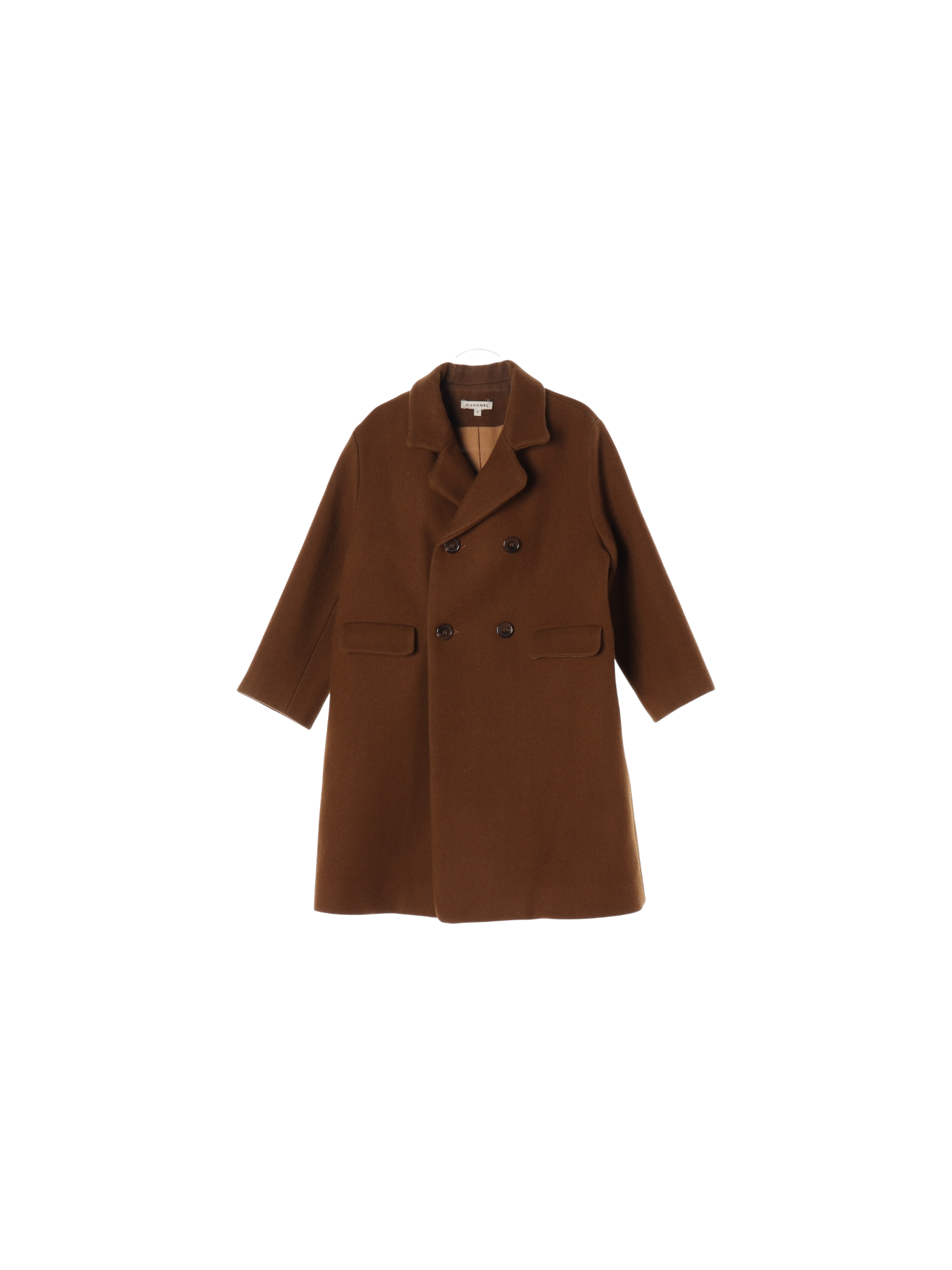 카라멜 단추 브라운 더블브레스티드코트 8y 0