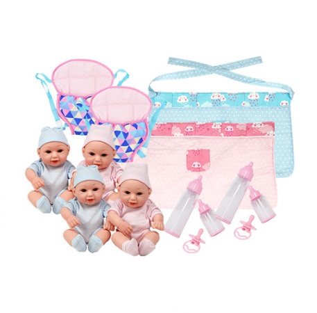(KR)플레이 내품아기돌봄이세트→(말랑한아기인형2개+쪽쪽이엄마놀이2개+인형아기띠2개+코코포대기2개)