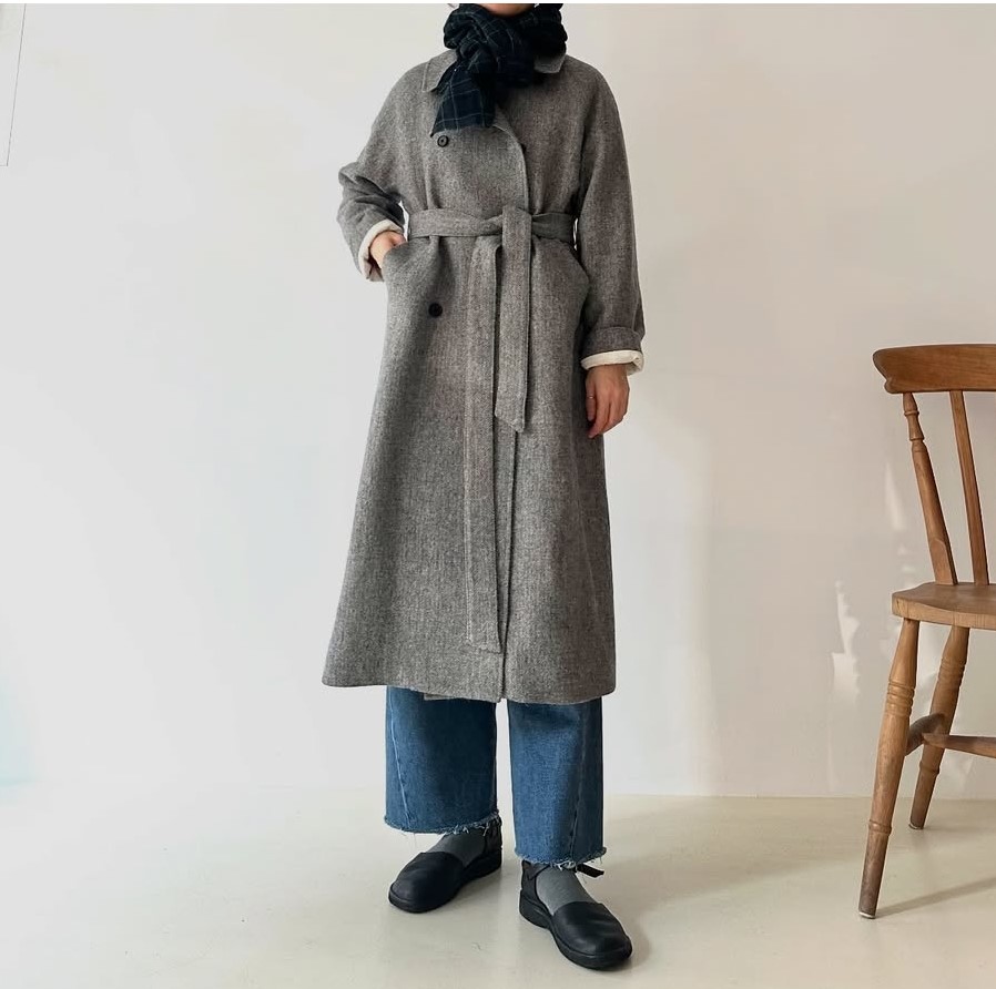 울린넨 헤링본 코트