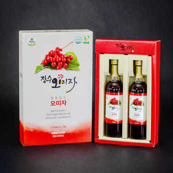 [청정장수오미자] 오미자청 375ml*2개입 (선물용 포장)