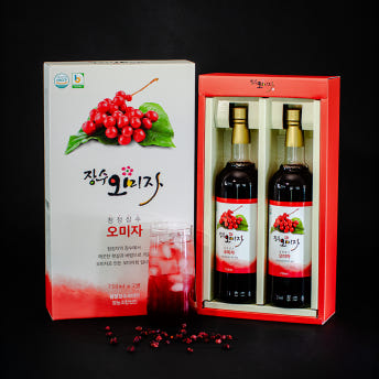 [청정장수오미자] 오미자청750ml*2개입 (선물용 포장)
