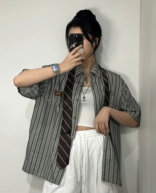 250612_gif_오버핏 스트라이프 셔츠 넥타이 SET T110.gif