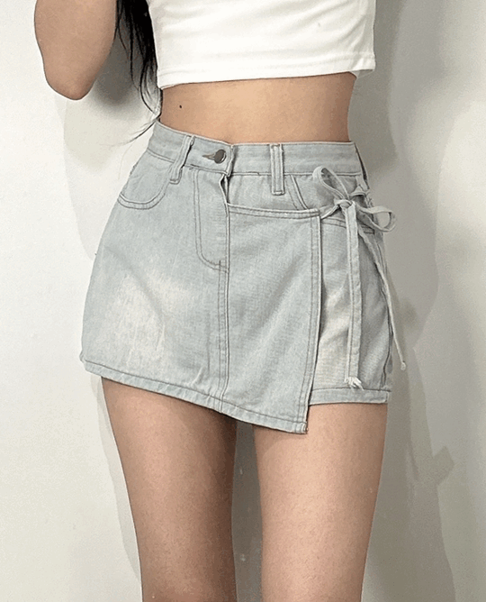 250618_gif_리본 랩 워싱 데님 치마바지.gif