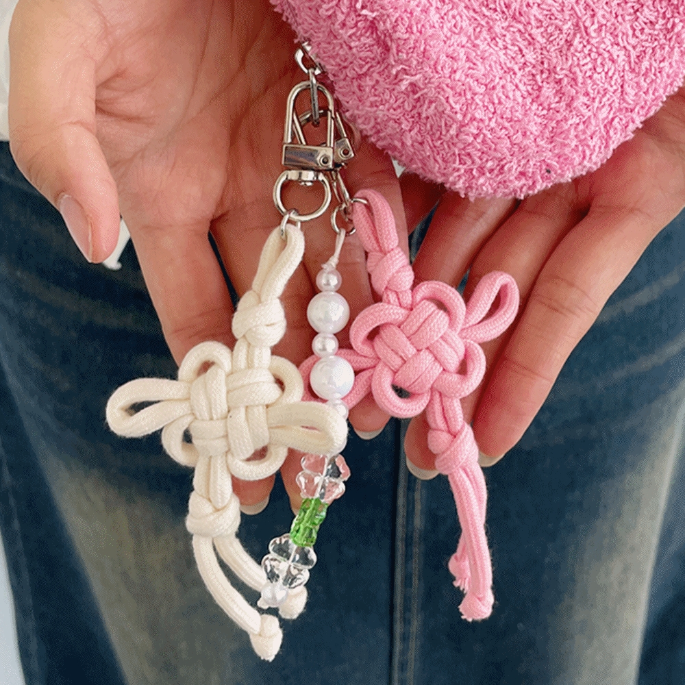 전통 동심결 매듭 비즈 키링 만들기 키트 DIY 공예 실 끈 12종 백참 외국인 선물