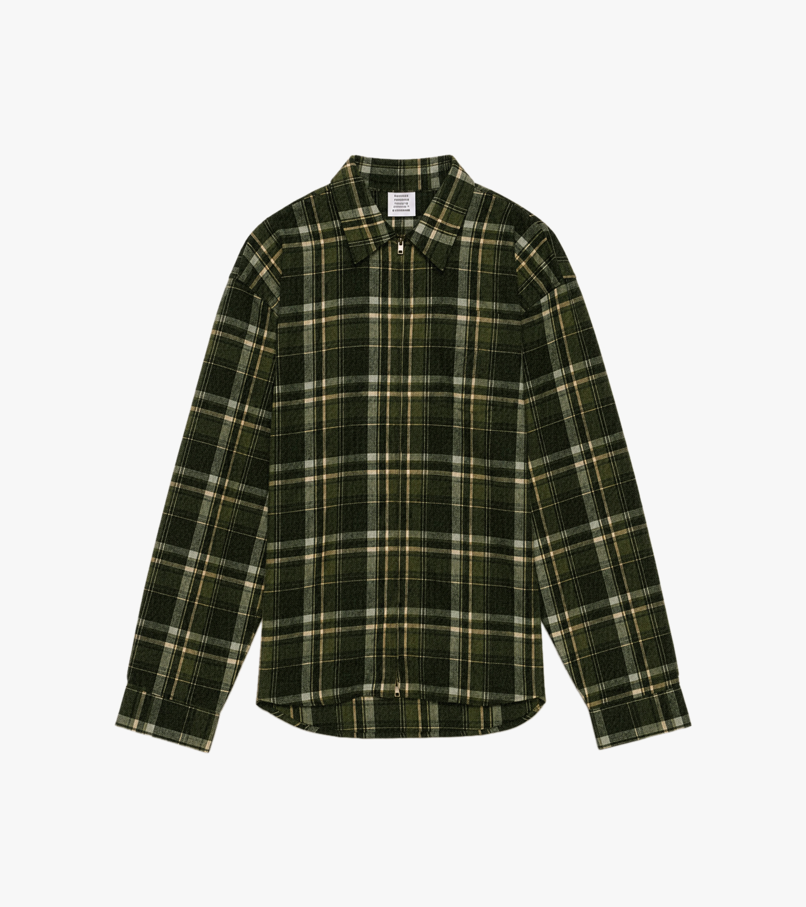 Zip-Up Biker Cross Logo Flannel Shirt