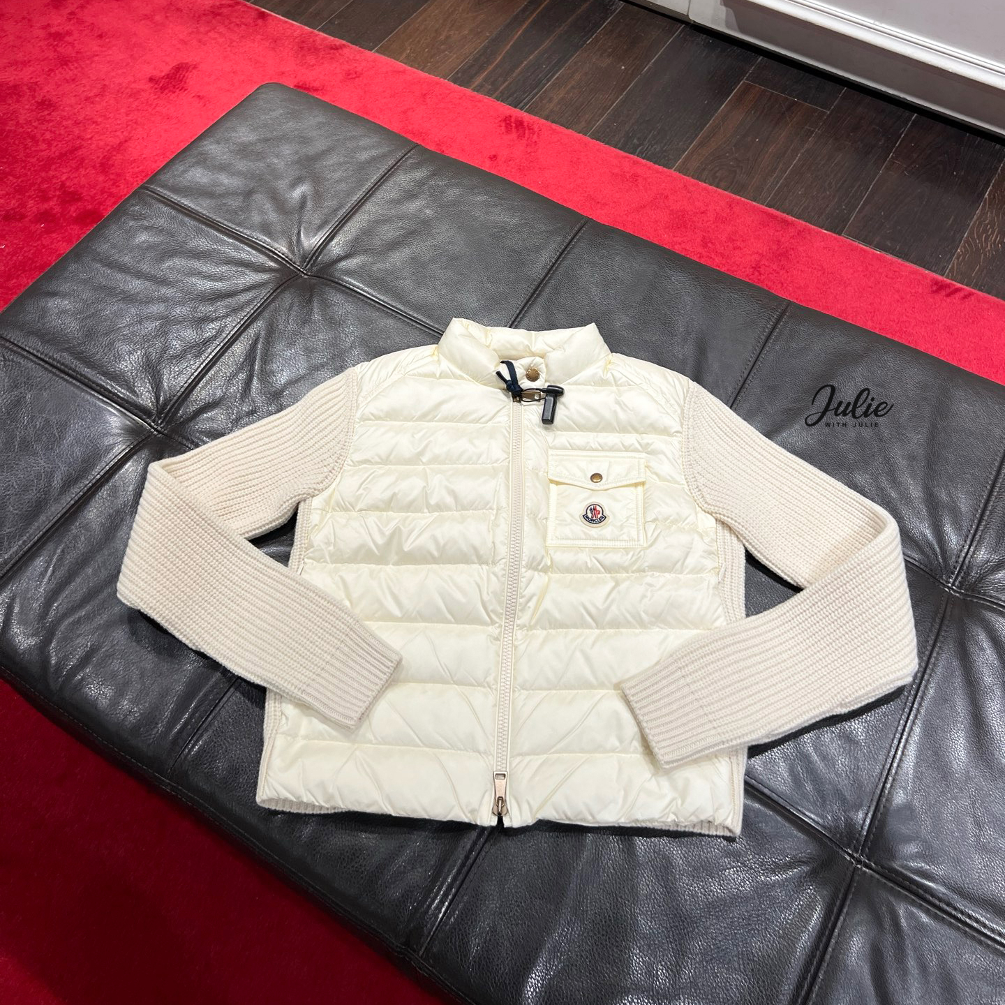 [MONCLER] 몽클레르 여성 패딩 니트 집업 , 아이보리