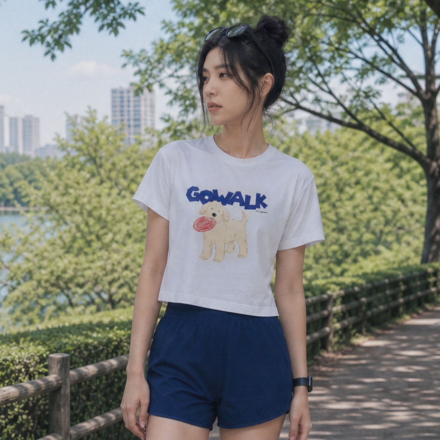 퀵드라이 크롭 WALK 티셔츠