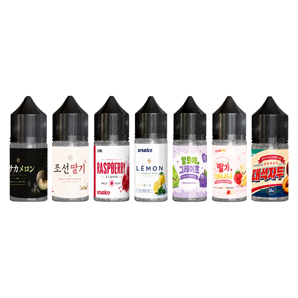 ★3+1★ [무니코틴] 스네이크 7가지 맛 입호흡 액상 30ml