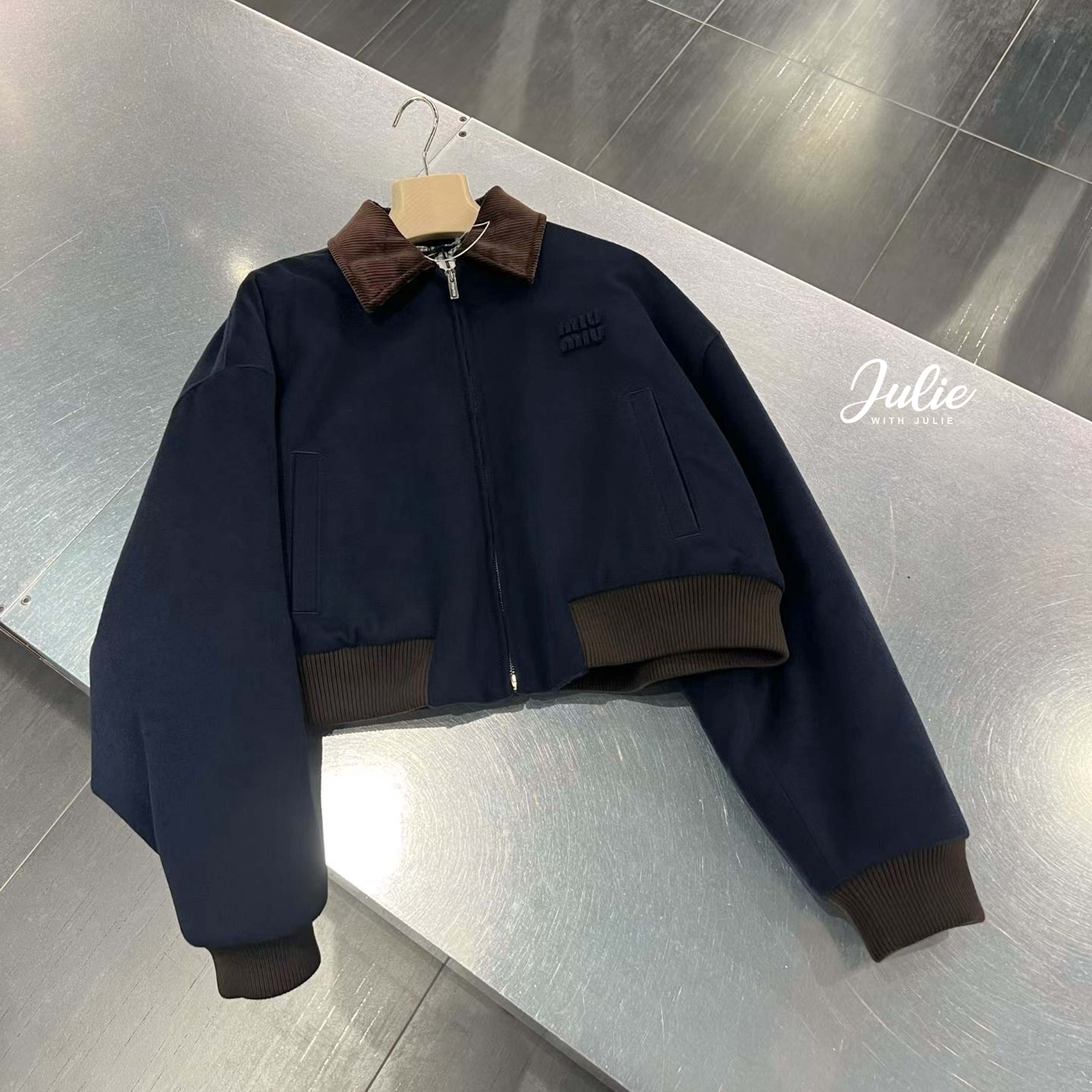 [MIU MIU] 미우미우 코듀로이 카라 블루종 자켓 , ML1337