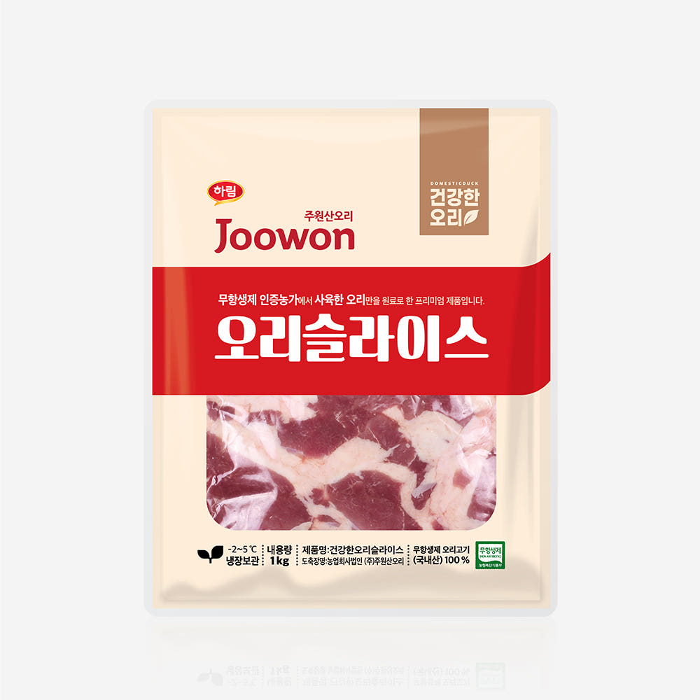 ★가을기획전★ [주원산오리] 무항생제 건강한 오리슬라이스 2kg (1kgx2팩)