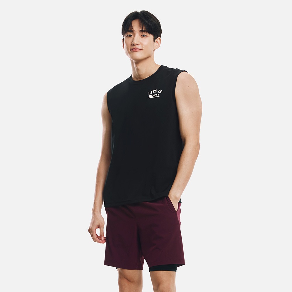 배럴 맨 에센셜 루즈핏 슬리브리스 래쉬가드 블랙