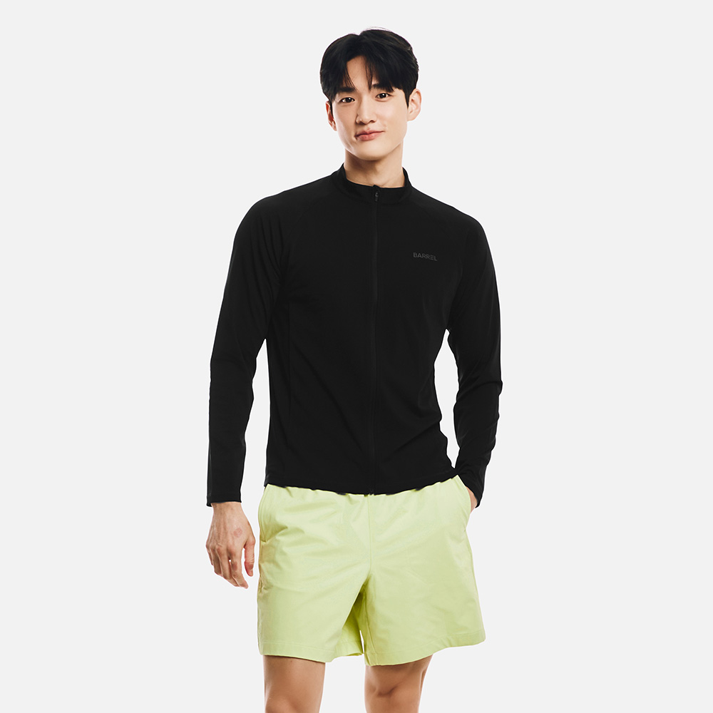 배럴 맨 에센셜 스탠다드핏 집업 래쉬가드 블랙