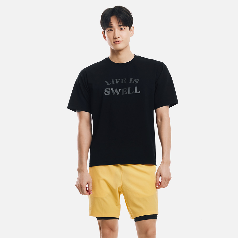 배럴 맨 에센셜 루즈핏 반팔 래쉬가드 블랙