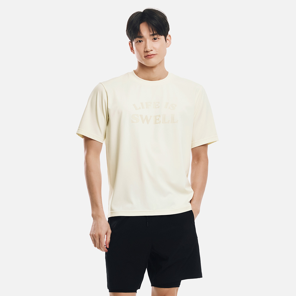 배럴 맨 에센셜 루즈핏 반팔 래쉬가드 아이보리