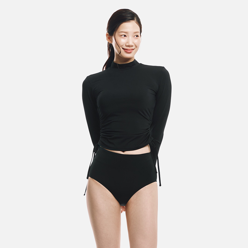배럴 우먼 드로스트링 래쉬가드 블랙