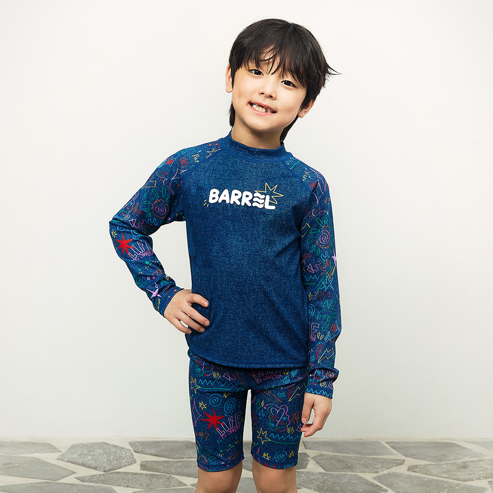 배럴 키즈 서머 스케치 래쉬가드 인디고블루