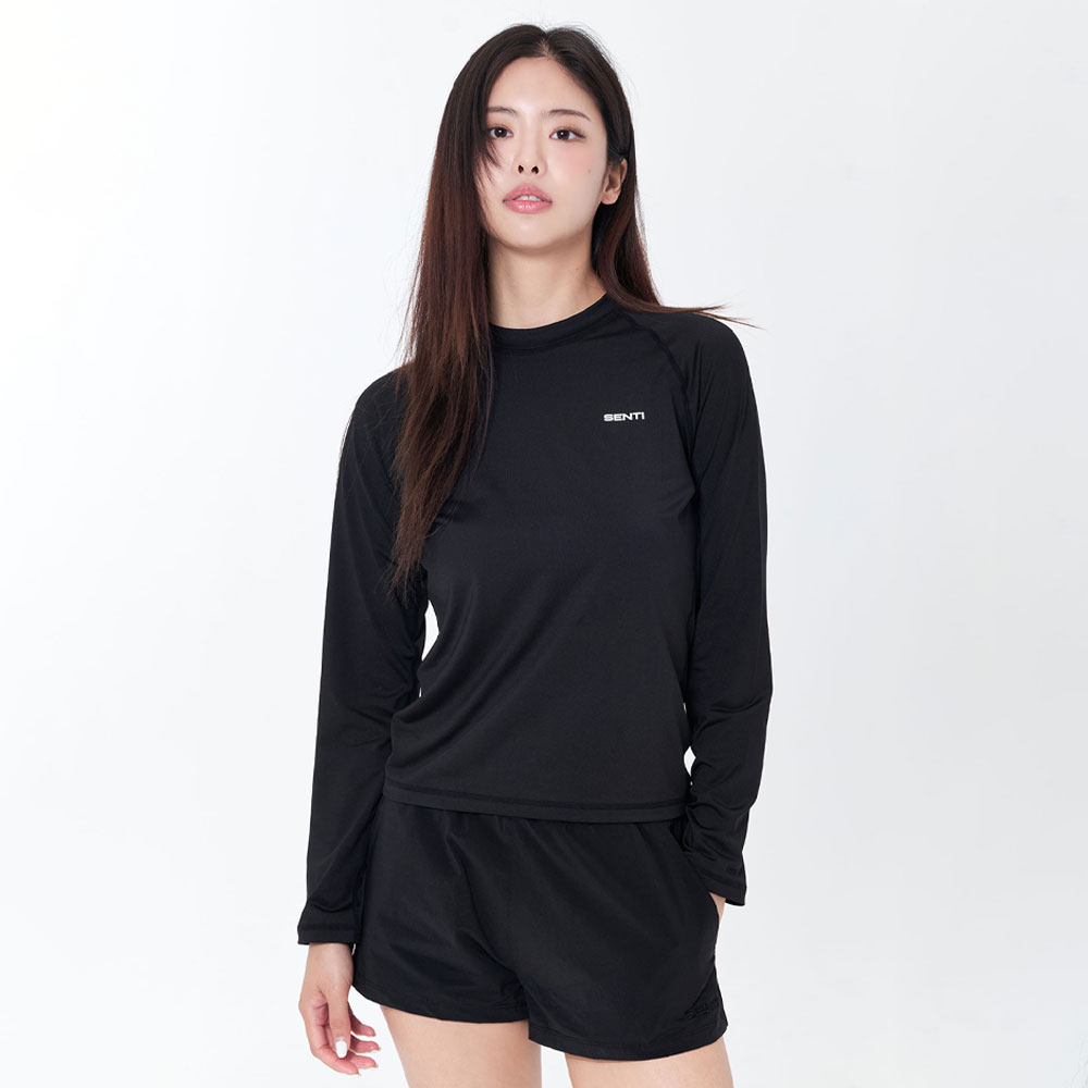 센티 우먼 클래식 스탠다드핏 래쉬가드 블랙