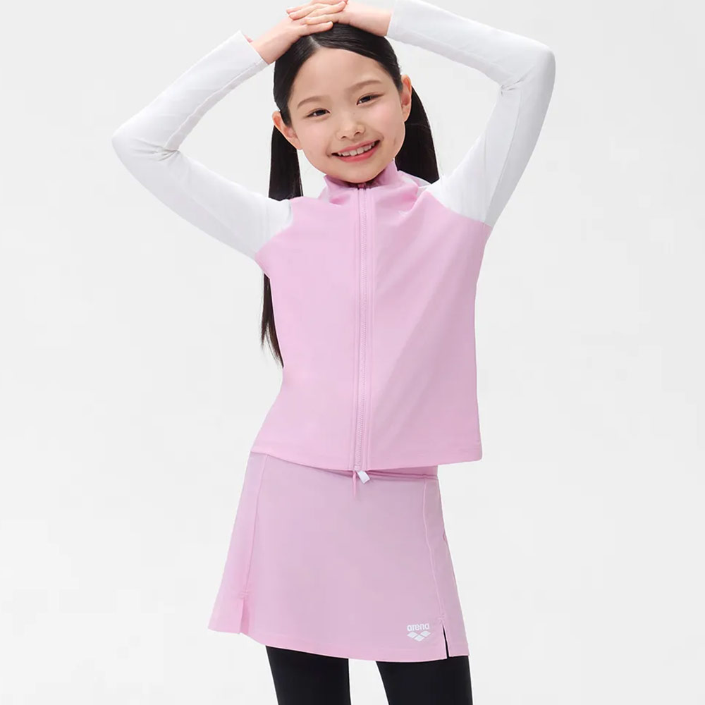 아레나 키즈 버블 레귤러핏 집업 래쉬가드 핑크