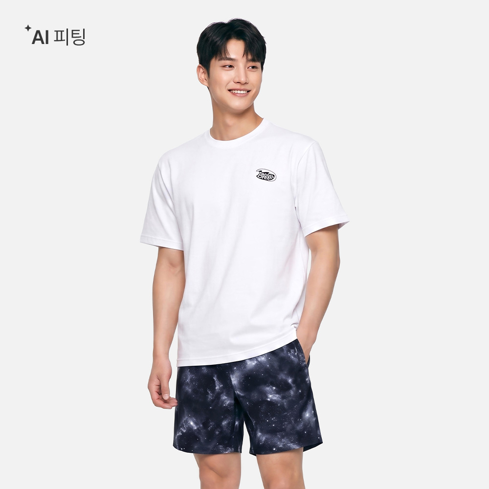 배럴 유니 서핑보드 오버핏 반팔 티셔츠 오프화이트