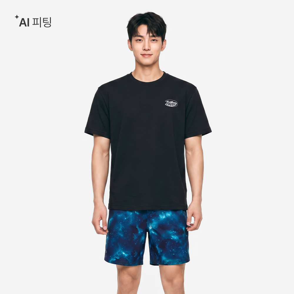 배럴 유니 서핑보드 오버핏 반팔 티셔츠 블랙