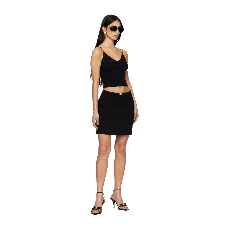 베르사체 블랙 비스코스 니트 크롭 캐미솔 1017770_1A12699 1B000 Black