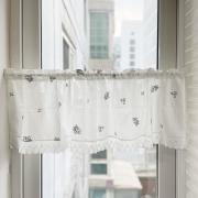 반디꽃 자수 플라워 린넨 커튼 가리개 카페창 주방바란스 130x40