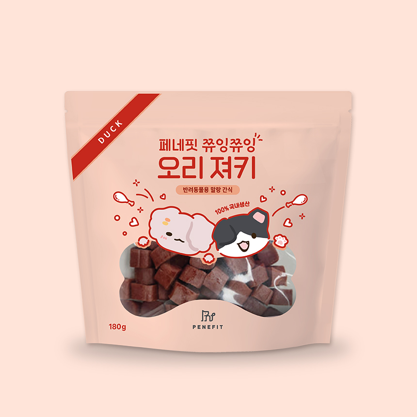 [페네핏] 강아지 고양이 말랑간식 오리 져키 180g