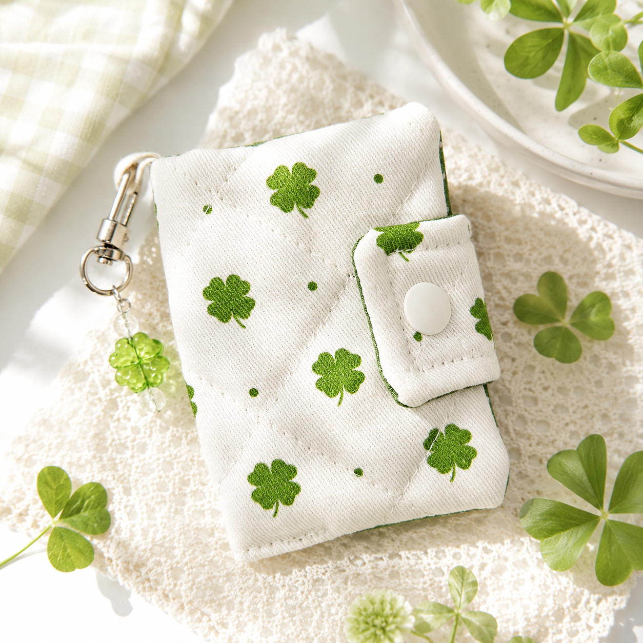클로버 행운 카드커버지갑 핸드메이드 이든문