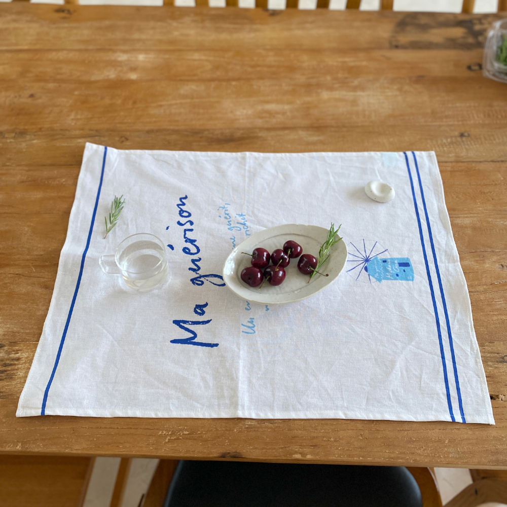 린넨 식탁매트 플레이스매트 키친크로스 티타월 마메종 테이블 mat 지중해감성