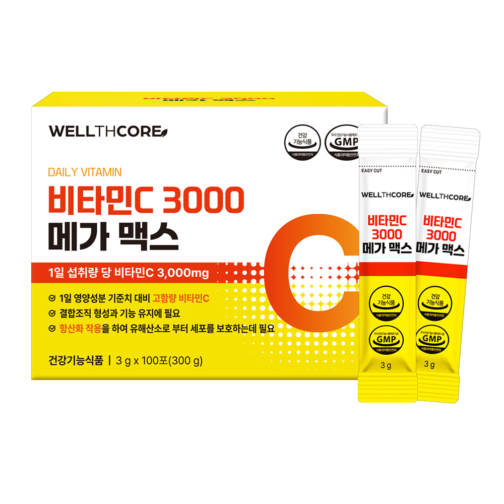 [웰스코어] 메가도스 비타민C 3000 메가 맥스 3g x 100포