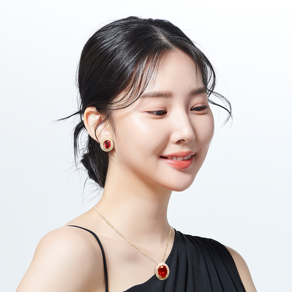 [오엘라] 루비 목걸이 ＋ 귀걸이 주얼리세트