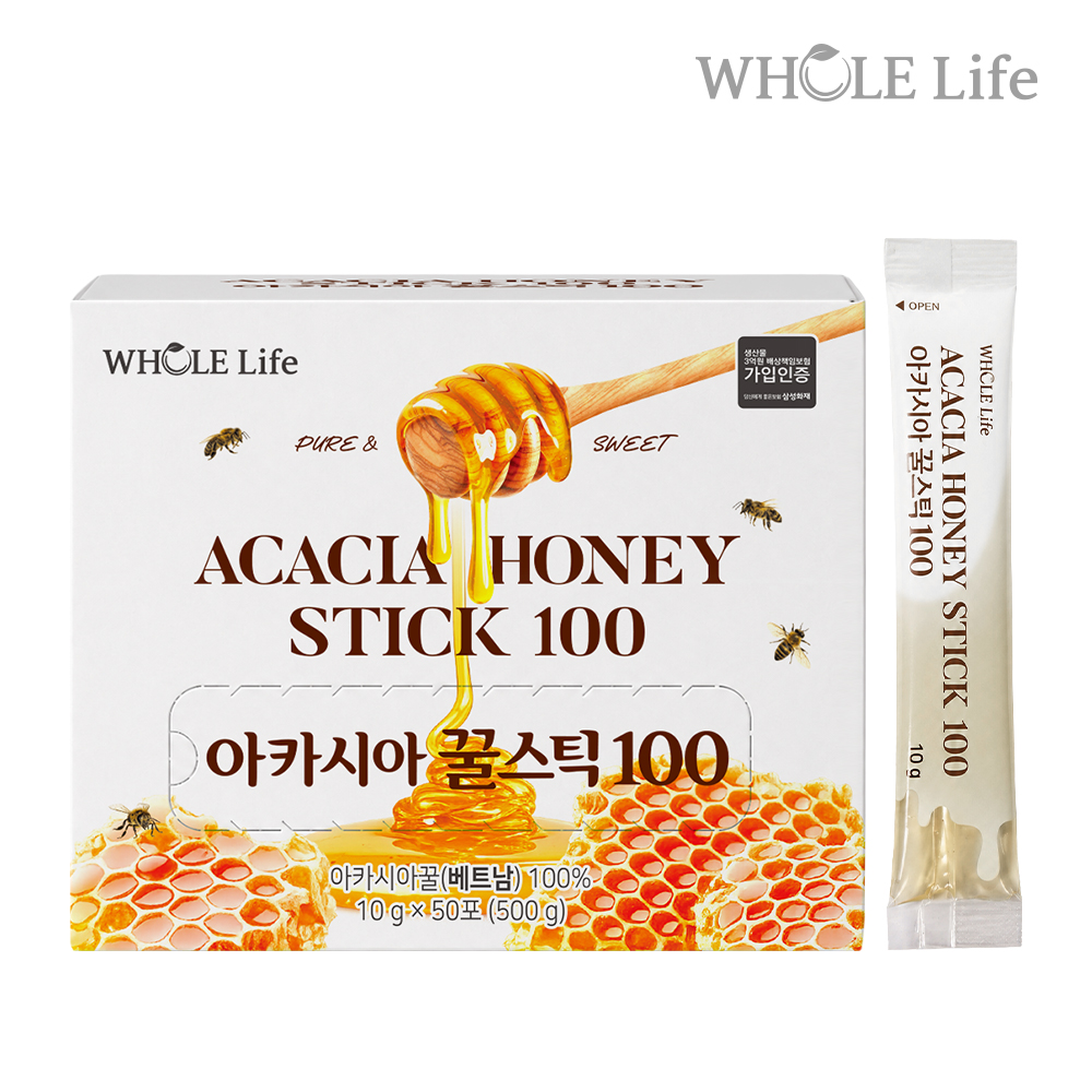 [홀라이프] 아카시아 꿀스틱 100 (10g*50포) × 1박스