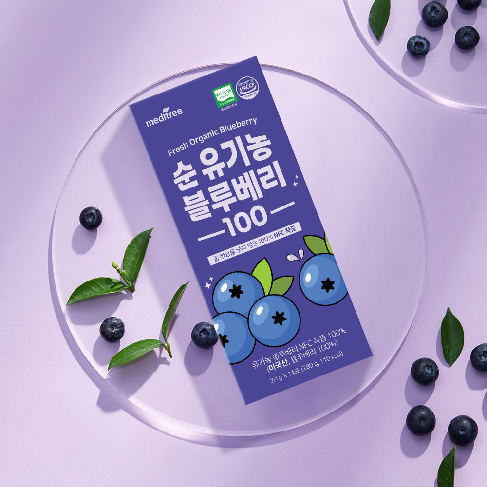 [메디트리] 순 유기농 블루베리 스틱 100 NFC 착즙(20ml×28포/2박스/4박스)