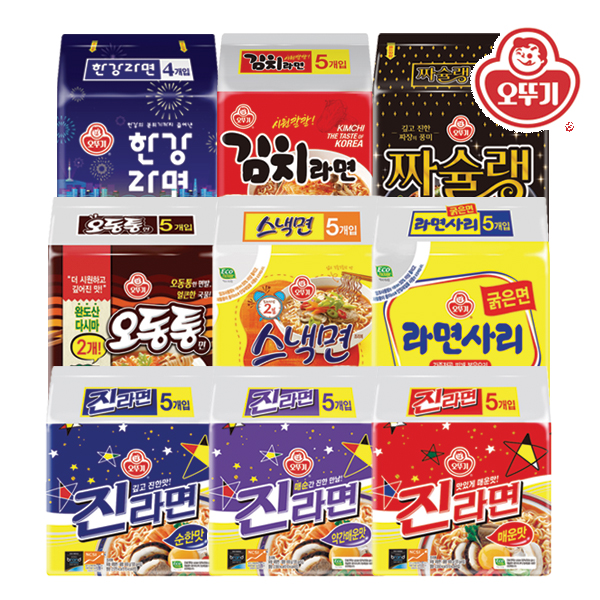 [오뚜기] 진라면/열라면/김치라면/라면사리/로열라면/한강라면 11종 멀티팩(8개/1박스) 택1