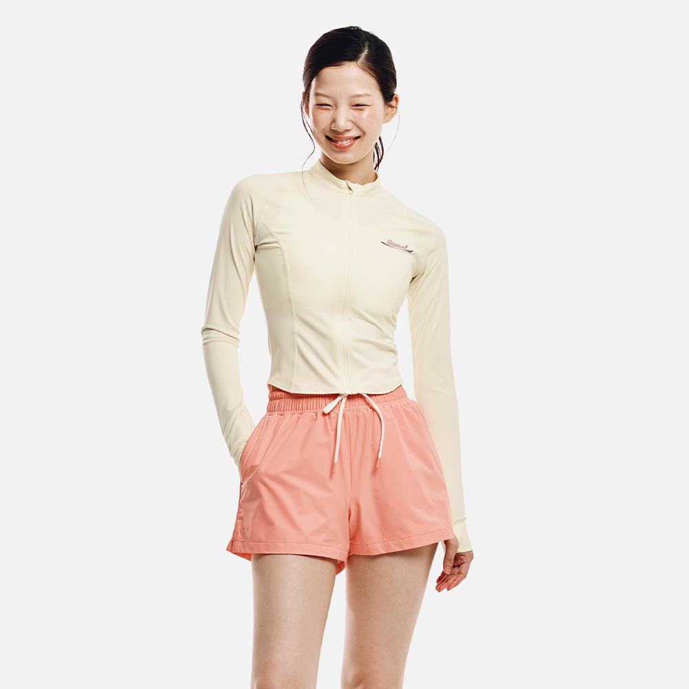 배럴 우먼 아트웍 크롭 집업 래쉬가드 아이보리