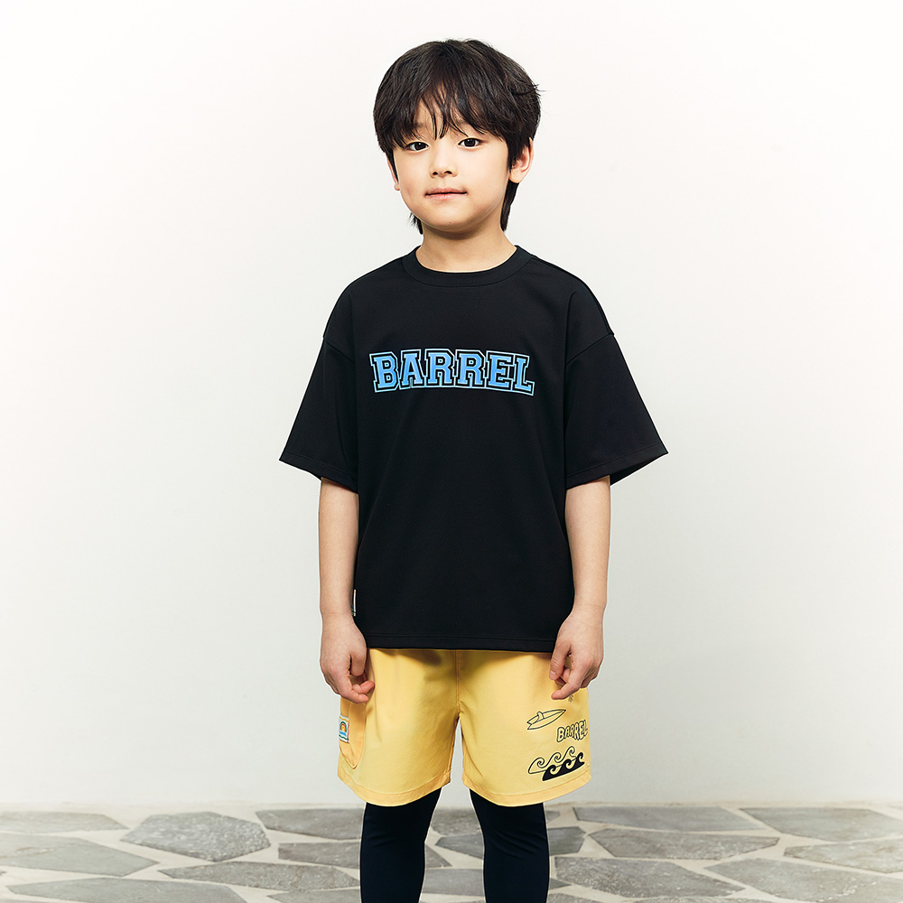 배럴 키즈 베이직 반팔 래쉬가드 블랙