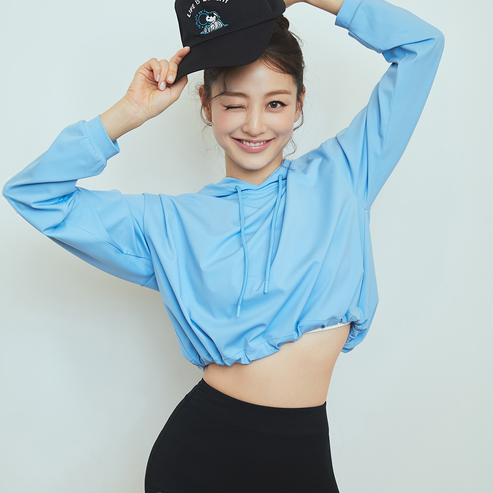 배럴 피너츠 우먼 썸머 스누피 후드 래쉬가드 스카이블루