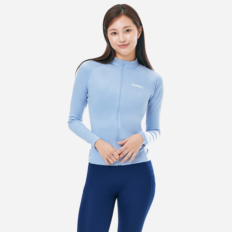 배럴 우먼 에센셜 스탠다드핏 집업 래쉬가드 아쿠아블루
