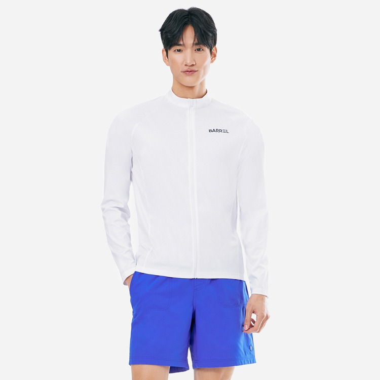 배럴 맨 에센셜 릴렉스핏 집업 래쉬가드 화이트