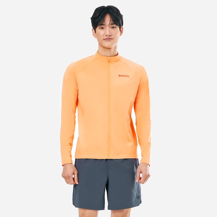 배럴 맨 에센셜 릴렉스핏 집업 래쉬가드 라이트오렌지
