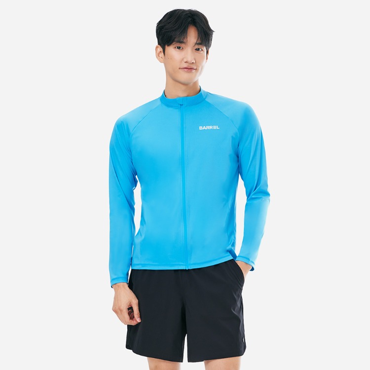 배럴 맨 에센셜 릴렉스핏 집업 래쉬가드 블루