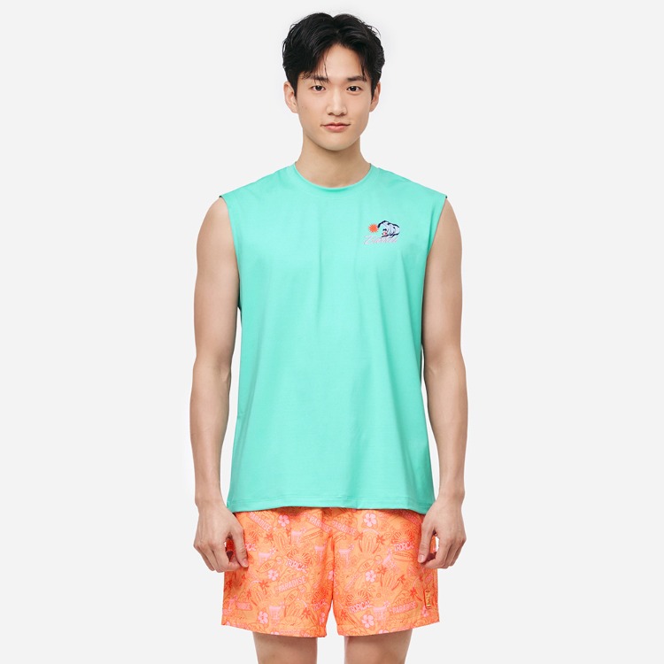 배럴 맨 트로피컬 슬리브리스 래쉬가드 오션민트
