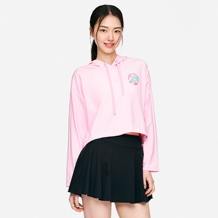 배럴 우먼 트로피컬 루즈핏 후드 래쉬가드 핑크