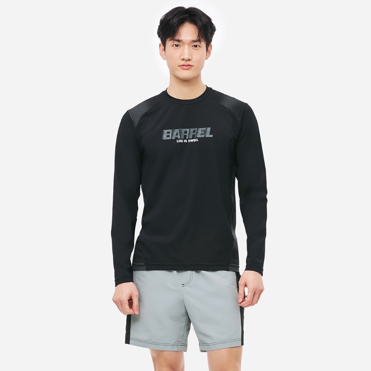 배럴 맨 모션 릴렉스핏 래쉬가드 블랙