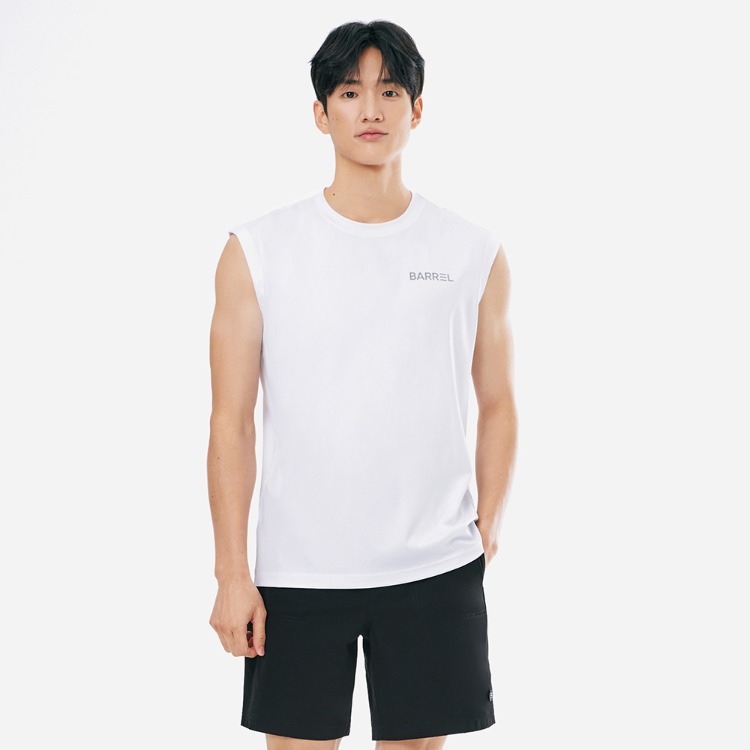 배럴 맨 에센셜 릴렉스핏 슬리브리스 래쉬가드 화이트