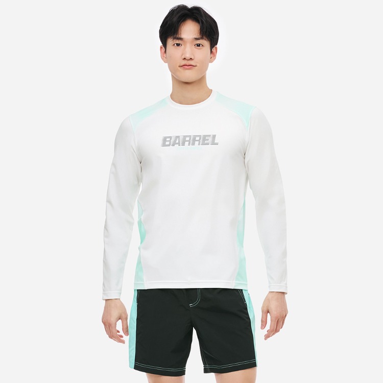 배럴 맨 모션 릴렉스핏 래쉬가드 오프화이트