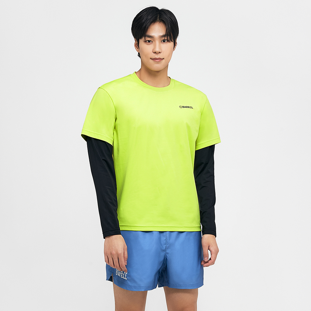 배럴 맨 로맨틱모션 반팔 레이어드 래쉬가드 애플그린